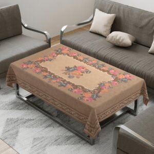 Fawn Velvet Floral Table Cloth by Cloth Fusion for Living Room