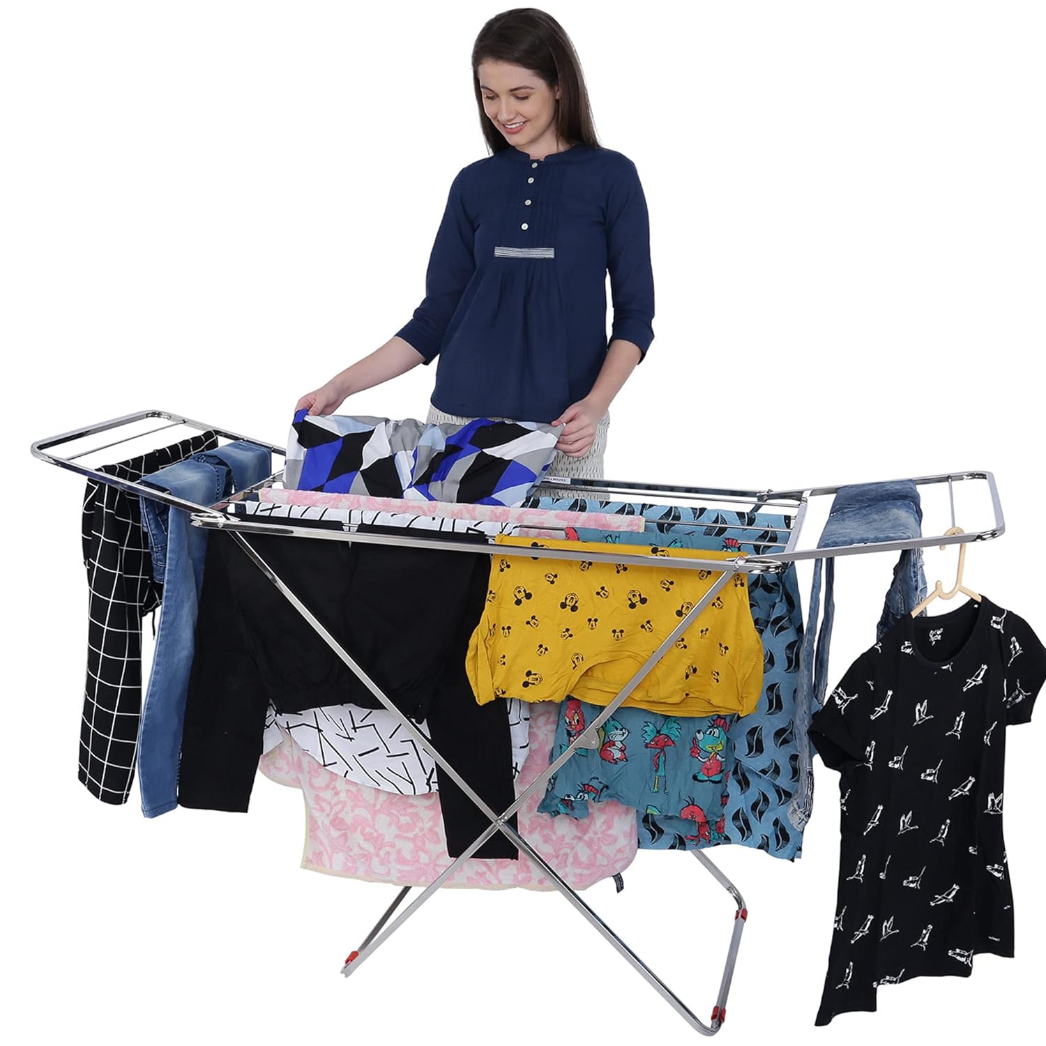 LiMETRO STEEL Foldable Clothes Dryer Stand with Double Rack