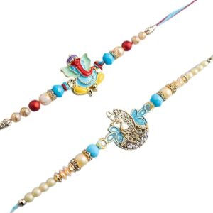 Twin Designer Rakhi Set for Brother - Great Value Gift Option