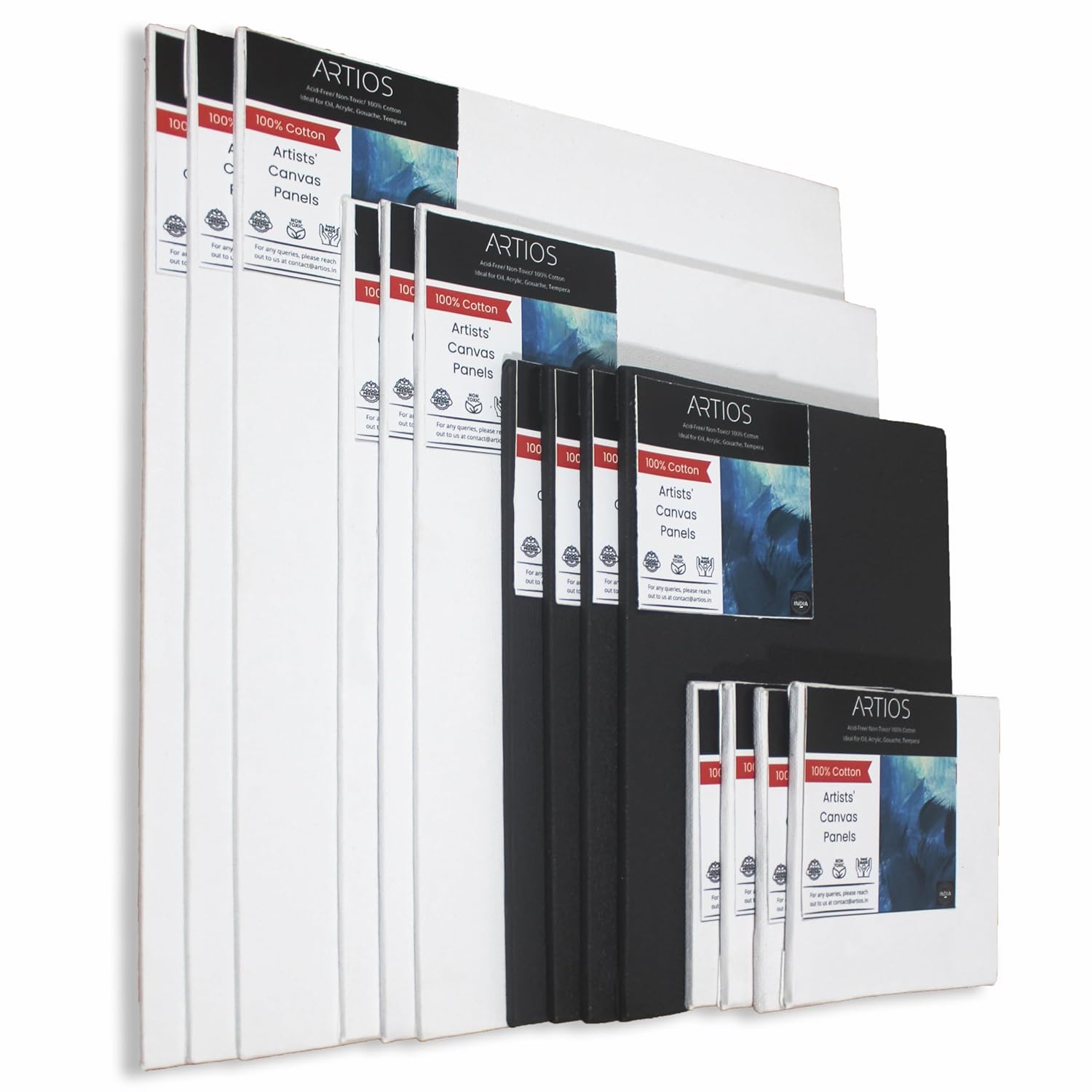 ARTIOS Double Primed Cotton Canvas Boards for Artists, 14 Pieces
