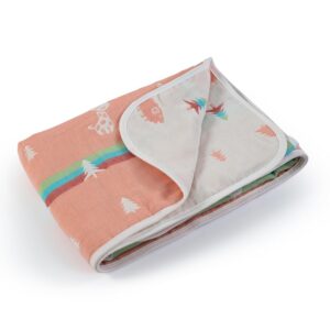 LuvLap Muslin Cotton 6-Layer Reversible Baby Quilt, Peach